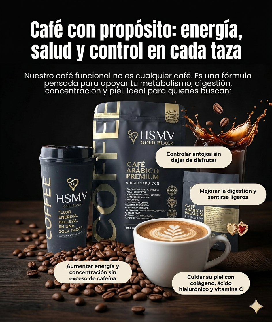 CAFÉ PREMIUM HSMV GOLD BLACK BOLSA (15 SOBRES) - Imagen 3
