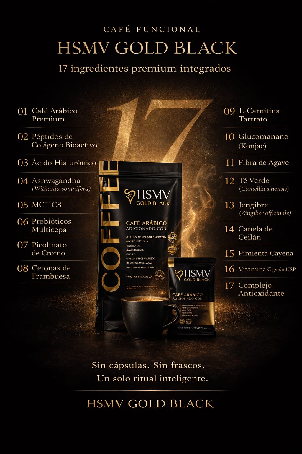 CAFÉ PREMIUM HSMV GOLD BLACK BOLSA (15 SOBRES) - Imagen 13