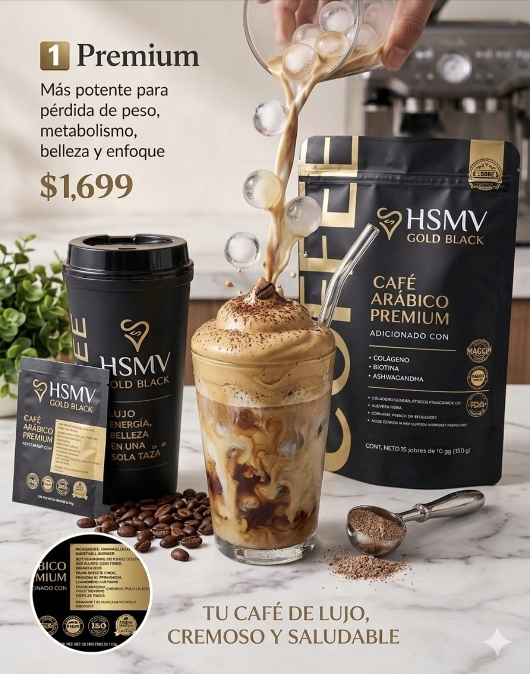 CAFÉ PREMIUM HSMV GOLD BLACK BOLSA (15 SOBRES)
