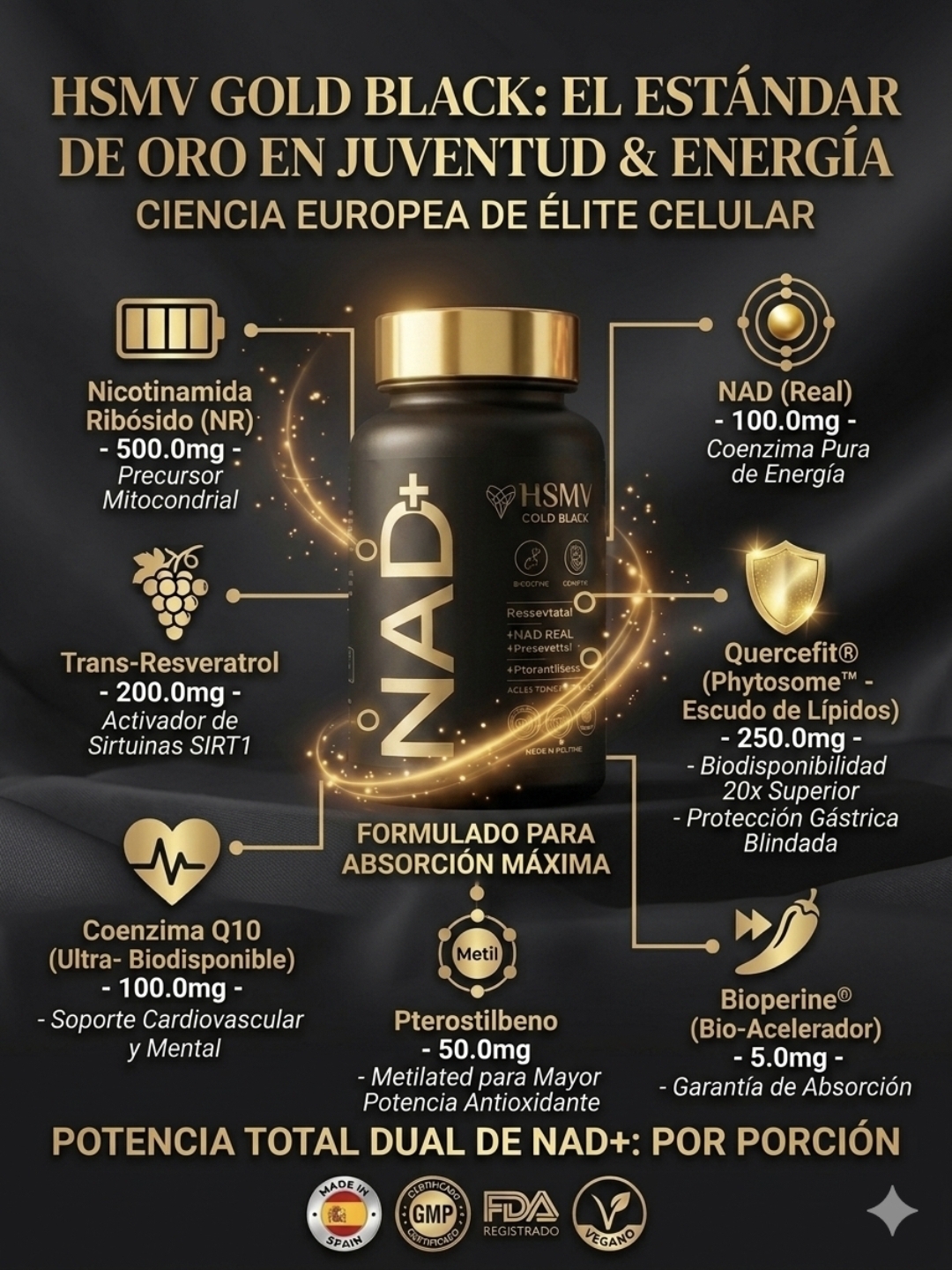 NAD + PREMIUM 1500MG EL ELIXIR DE LA LONGEVIDAD - Imagen 21