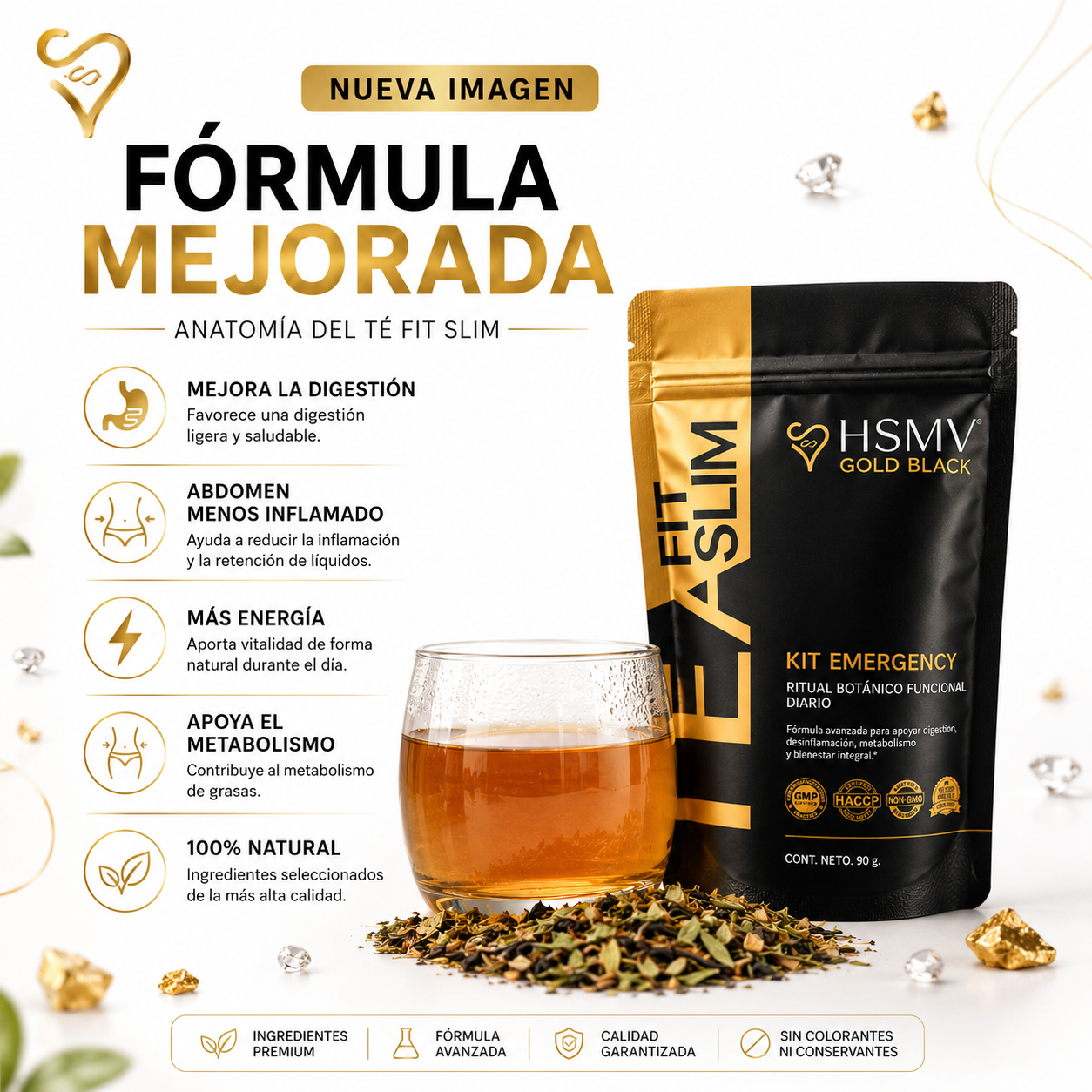 Té fit slim HSMV GOLD BLACK 2x$799