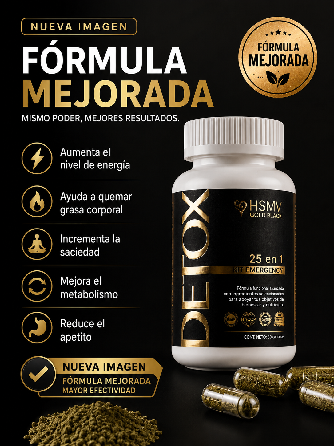 DETOX 25 EN 1 HSMV GOLD BLACK(30 DÍAS) - Imagen 7